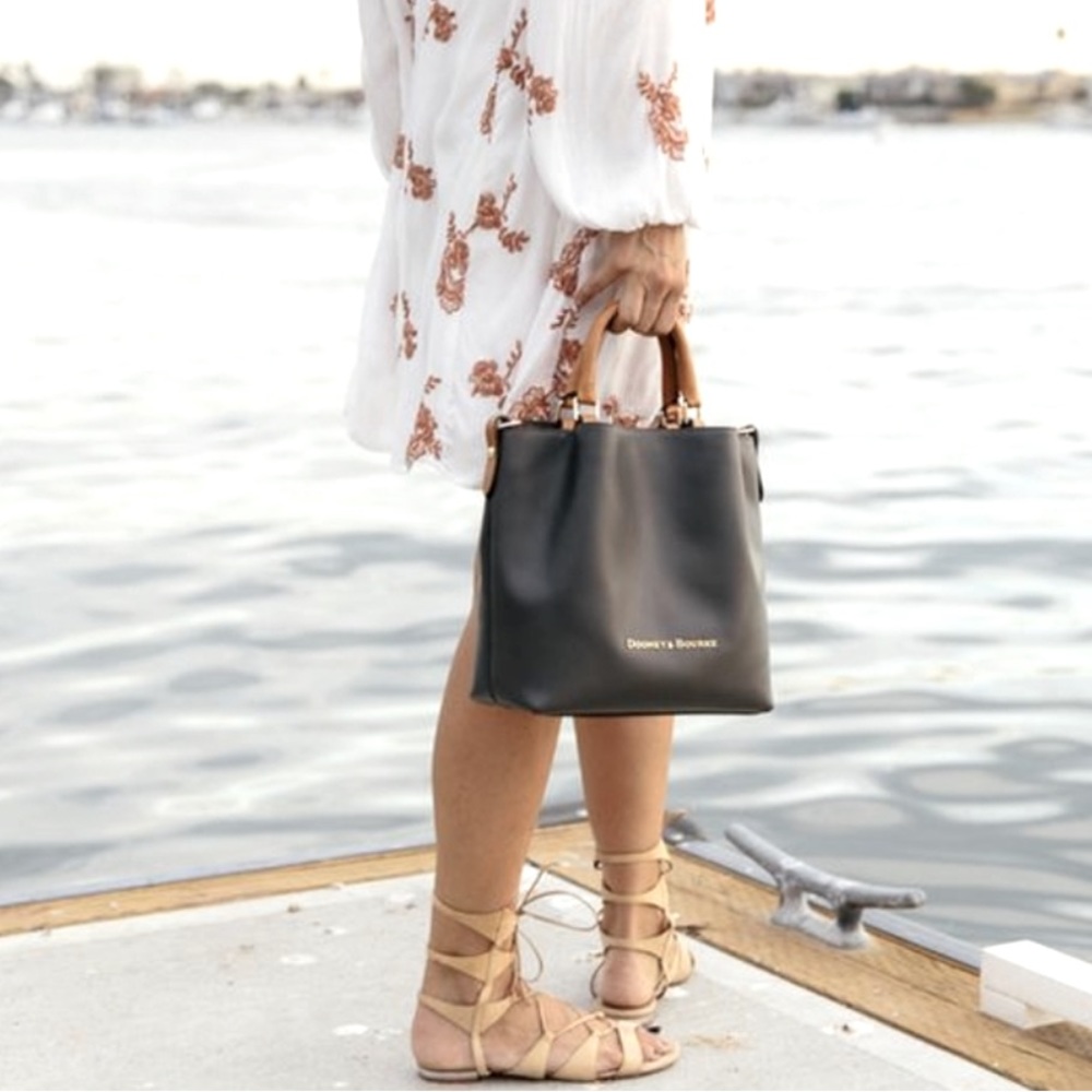 Dooney & Bourke Gray Leather City Barlow Satchel